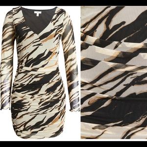 Ruched long sleeve body-con dress